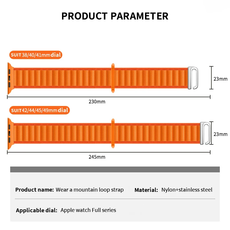 جبال الألب حلقة حزام ل سوار ساعة أبل الترا 2 49 مللي متر 46 مللي متر 44 مللي متر 40 مللي متر 45 مللي متر 41 مللي متر 42 مللي متر 38 مللي متر النايلون سوار iWatch 10 9 8 7 6 SE الفرقة