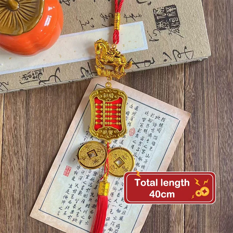 Wall Hanging Car Ornament Chinese New Year Red Gold Pendant Lucky Decoration Housewarming Gifts 2026 Year Of The Horse