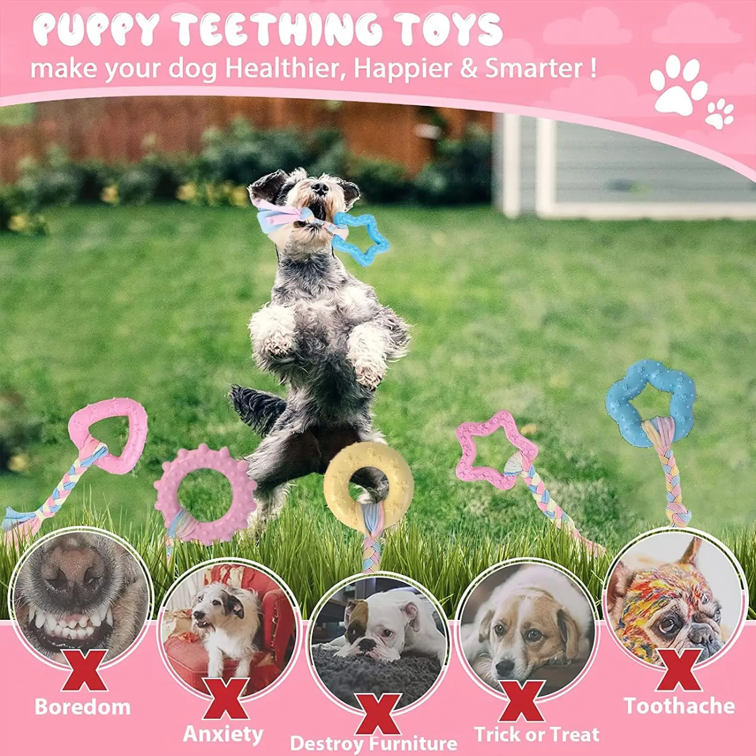 Interactive Dog Toys For Small Dogs Cats Squeaky Dog Chew Toys Rope For Aggressive Chewers Indestructible Puppy Pet Accessories