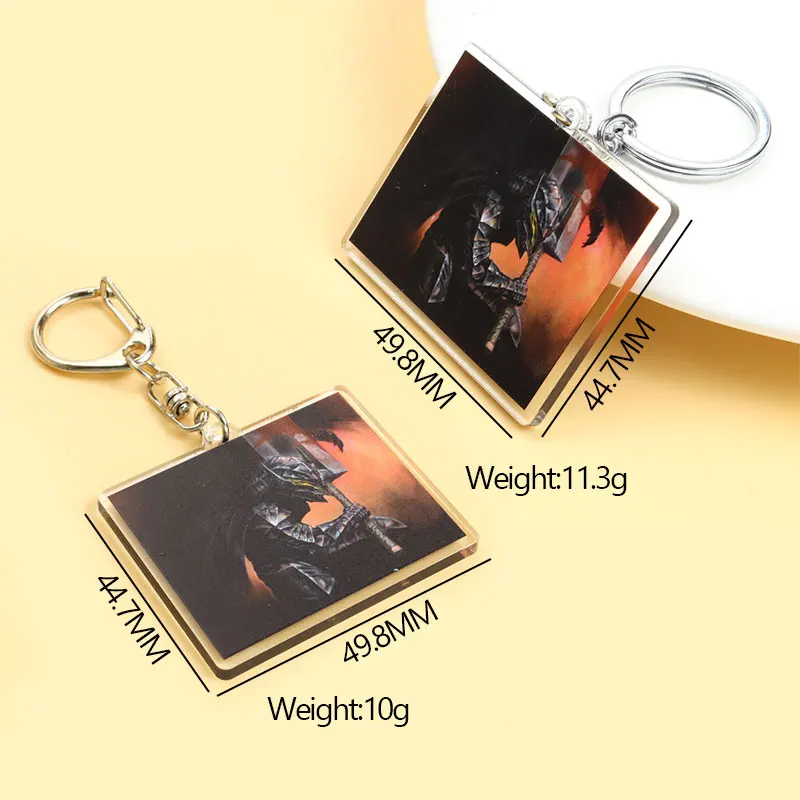 Japan Anime Game Acrylic Keychain Guts Griffith Figures Manga Double Sided Pendant Keyrings Fans Cosplay Bag Key Charm Souvenirs