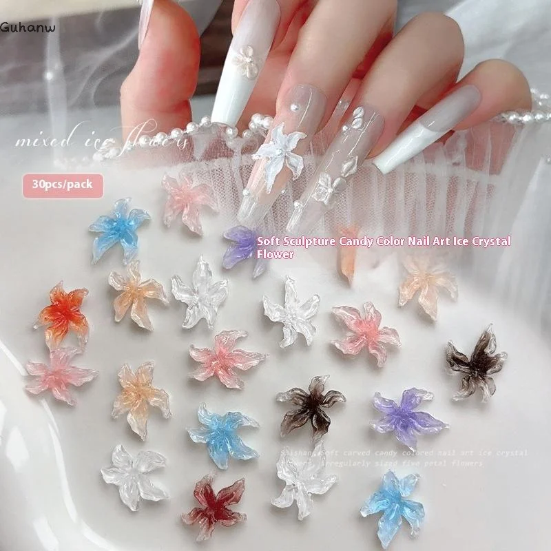 

30Pcs Lily Flower Nail Art Charms 3D Nail Decoration Manicure Accessories Resin Material DIY Nail Art Enthusiasts