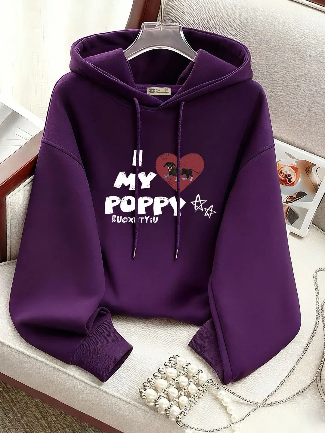 Women's Loose Fit Hoodie Sweatshirt Fleece Lined Casual Long Sleeve T-Shirt Style Commute Windbreaker Love Letter Print