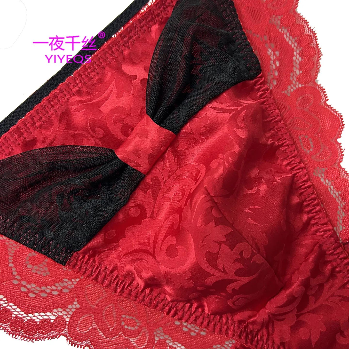 رجل ربطة عنق النبيذ الأحمر 100% الحرير سراويل قصيرة الدانتيل تصميم BF الهدايا FKK حفلة عرض حي أزياء رقص Harajuku التايلاندية