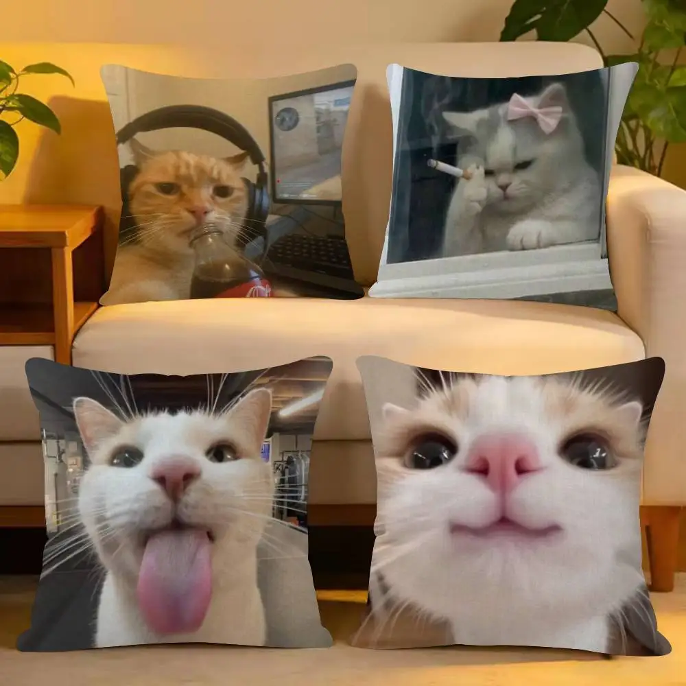Lustiger Katzen-Meme-Kissenbezug, dekoratives Kissen, Sofa, Heimdekoration, Kissenbezüge