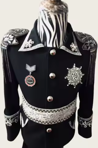 Handmade Stage Costumes Men's Fashion Crystals Metal Tassel Shoulder Jacket Banquet Chorus Party Clubwear DJ Singer Host Dress