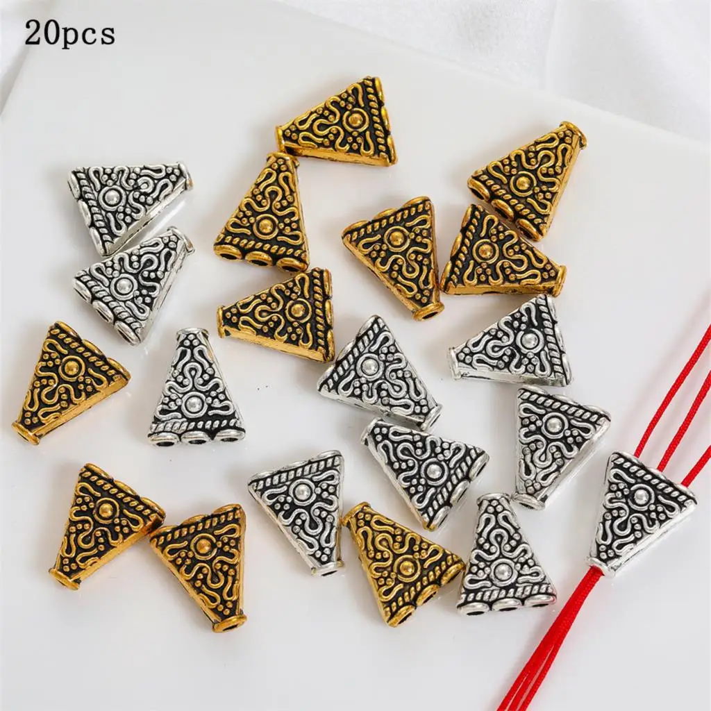 20pcs gold and silver dual color triangular retro pyramid DIY handmade jewelry accessories