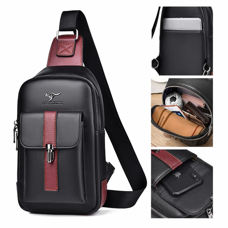 Running Waterproof Training Travel Messenger Pack Handbag Chest Bag Men\'s Leather Shoulder Bag Sports Multi-function Cross Body