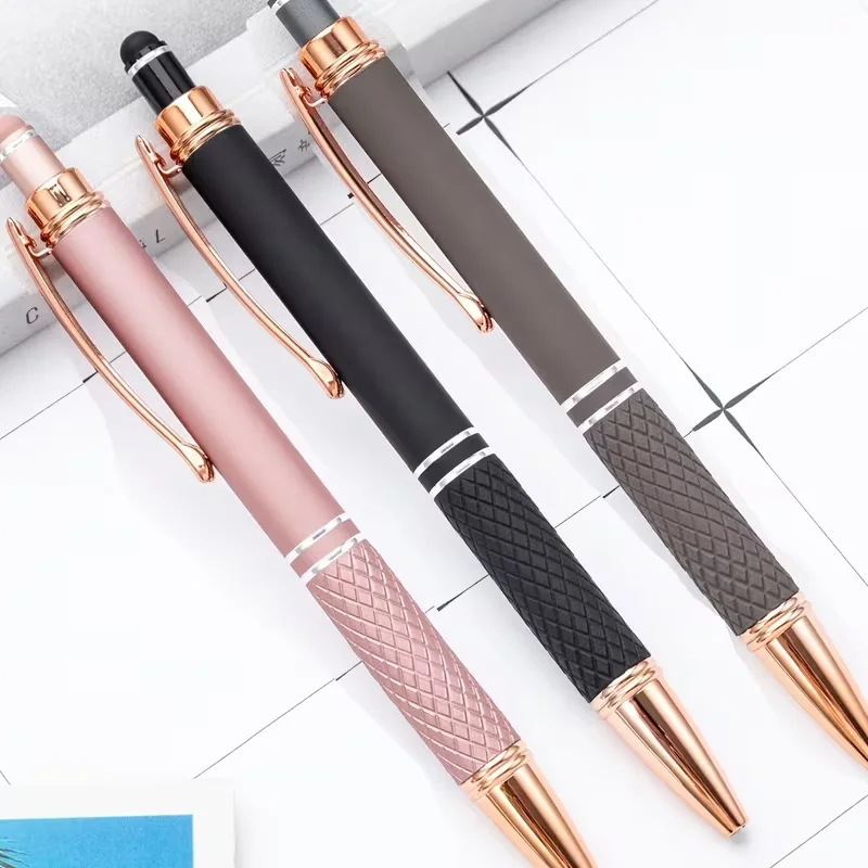 1Pcs【Dual-Use for Touch Screens】Metal Retractable Gel Pen Office Stationery Multi-Color Creative Ballpoint Pen Gift Pen Metal Press-Type Ballpoint Pen Stylish Smooth Black Ink Essential Gift for Women, Teachers, Colleagues, and Mothers