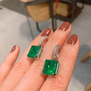 KNRİQUEN-Paraiba Turmalin Zümrüt Taş Klip Küpe Kadınlar için, güzel Takı ve Değerli Taşlar, ve Bu Kokteyl, Parti, Vintage, Girly, 12x12 Küpeler için 6 büyük satış, turmalin-no. 6