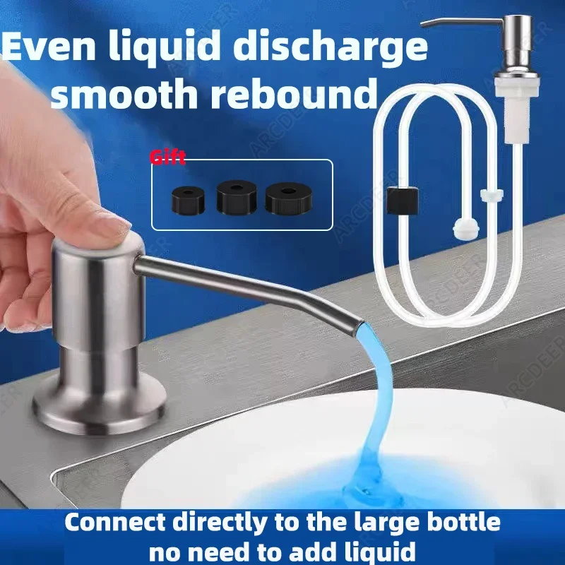 

Stainless Steel Liquid Soap Dispenser Kitchen Sink Soap Dispenser Extension Tube Kit Bathroom Lotion Detergent Hand Press Pumps