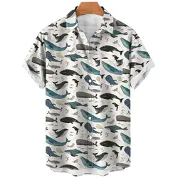 2024 Summer Men's Shirts Sea Animals Seahorse Fish 3d Loose Hawaiian Casual Short Sleeve Tops