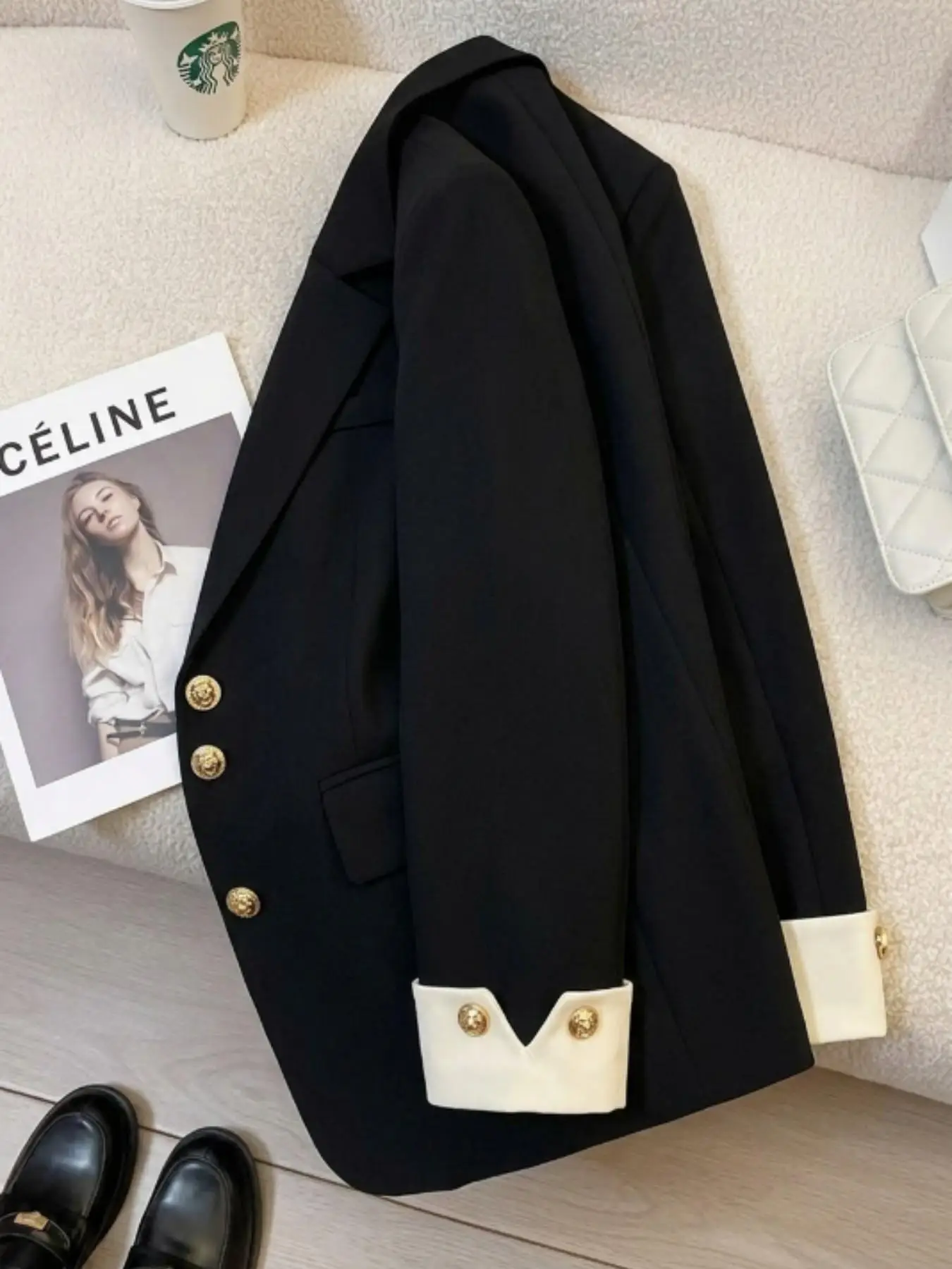 Women's Casual Lapel Suit Jacket Loose Long Sleeve Office Coat Comfortable Stylish Professional Women's Wear