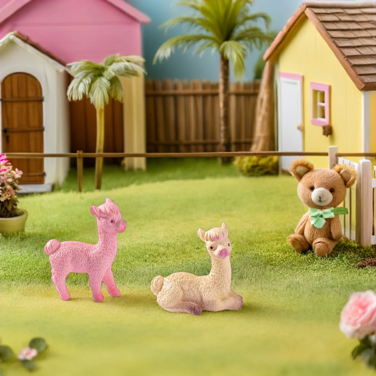 

20pcs Alpaca Decoration: Mini Resin Animals For Fairy Garden Dollhouse Terrarium Desktop Micro Landscape Ornament Home Decor