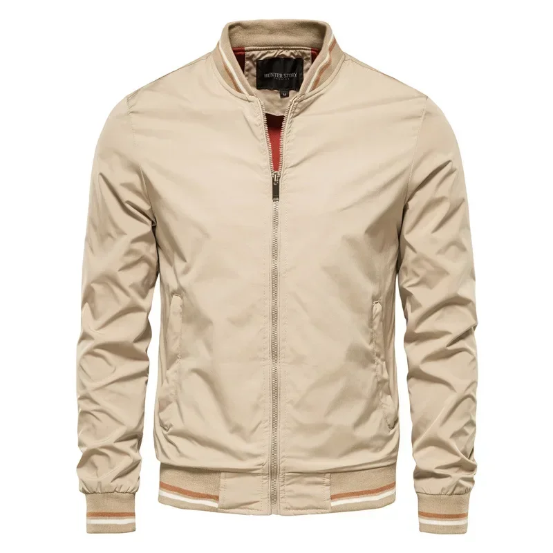 

Spring Mens Jacket High Quality Men Solid Color Stand Collar Coats Solid Color Thin Breathable Jacket US Size 3XL Men Clothing