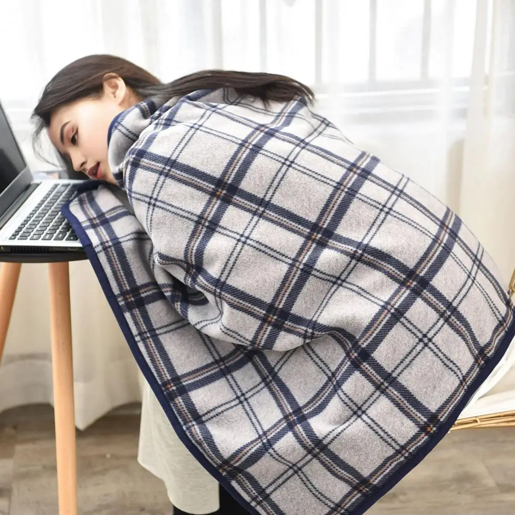 Winter Throw Blanket Plaid Super Soft Polar Fleece Thermal Insulation Single-Breasted Shawl Nap Blanket for Work Home School