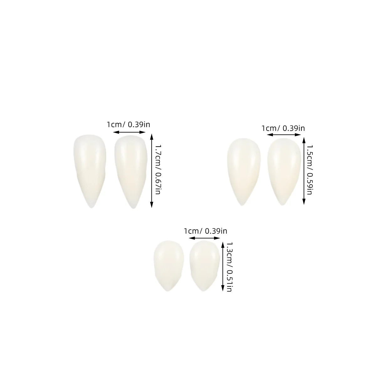 3 пары клков вампира 13 мм 15 мм 17 мм шапочки с искусственными зубами для Хэллоуина костюм вечерние реквизит для косплея новинка забавные