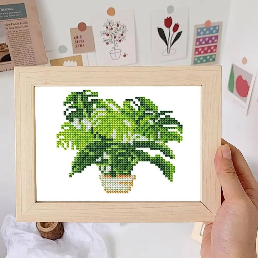 12pcs Diamond Painting Plant Leaf Embroidery Sale Rhinestones Full Round Diamond Mosaic Flower Handmade Home Decor