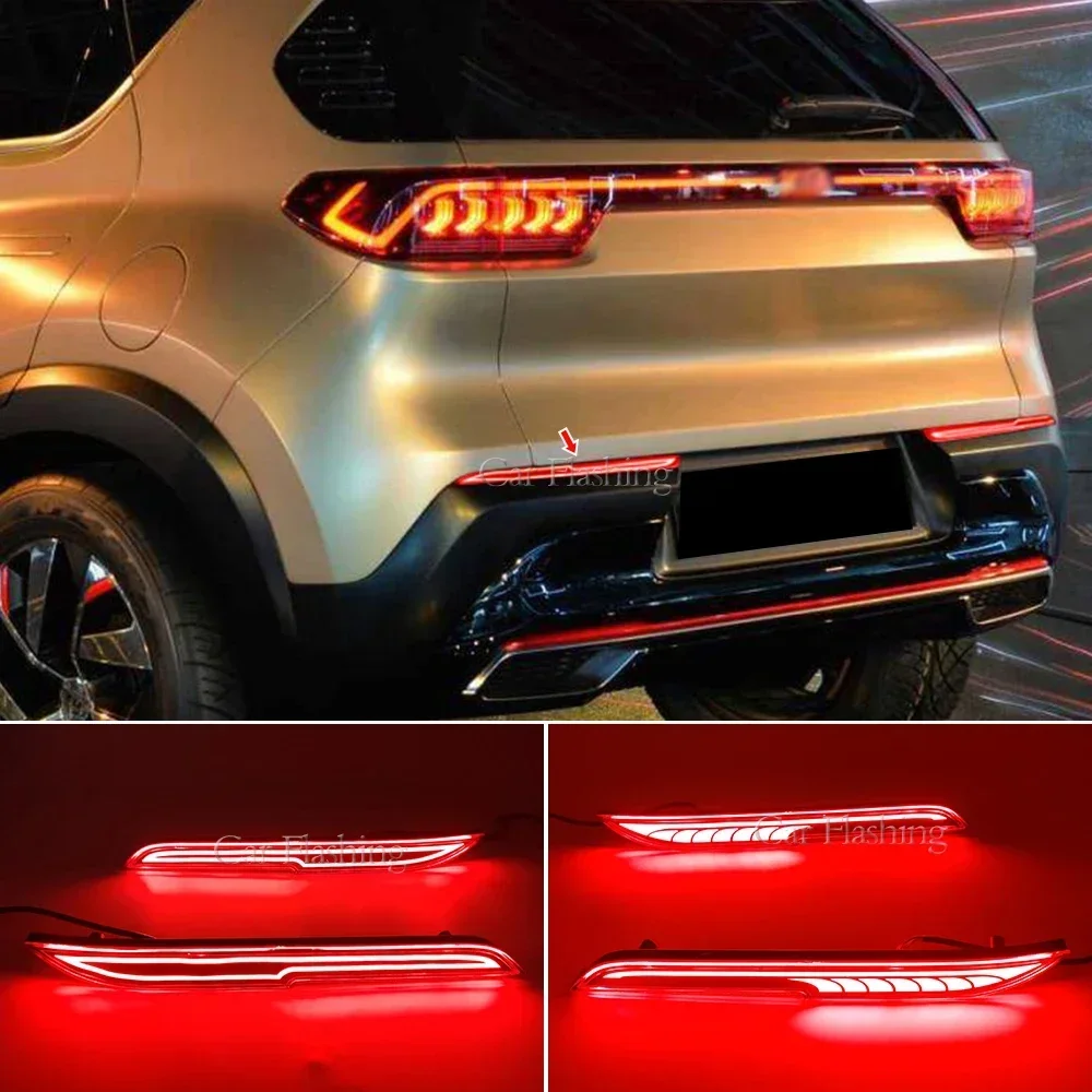 New！ 2PCS For Kia Sonet 2020 2021 Rear Bumper Reflector Light With turn signal light LED Parking Warning lamp Tail Brake light