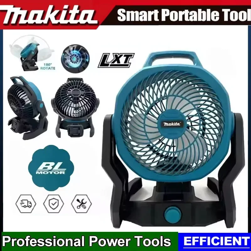 

Makita Portable Camping Fan Powered Desktop Floor Fan Multi Purpose Adjustable Head 3 Speed Setting Powered Desktop Floor Fan