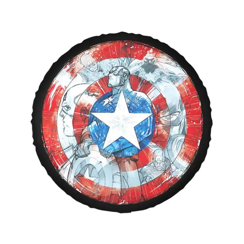 Captain Shield Logo Spare Tire Cover for Jeep Toyota Mitsubishi America 4WD 4x4 SUV Car Wheel Protectors 14