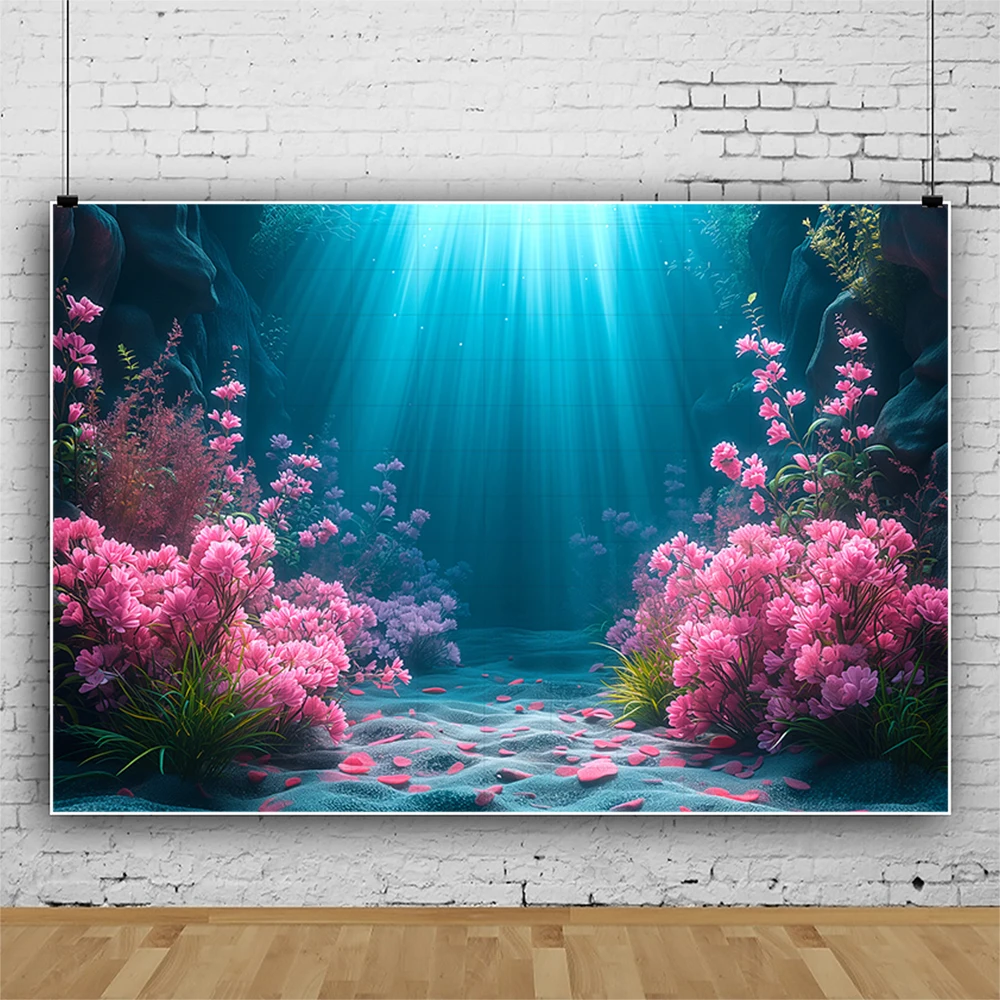 Underwater World Photography Background Custom Backdrop Poster Aquarium Starfish Sea Anemone Blossom Decoration Studio Props