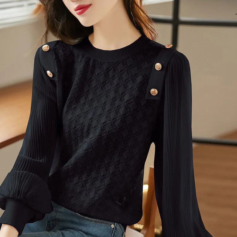 

Autumn Winter Round Neck Jacquard Buttons Sweaters Female Loose Casual All-match Bottoming Knitted Top Women's Pullover Jumpers