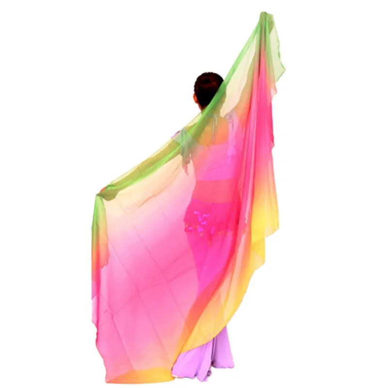 Belly Dancing Chiffon Scarf Gradient Color Belly Dance Veils Stage Performance Props Female Show Costumes Hand Thrown Scarf