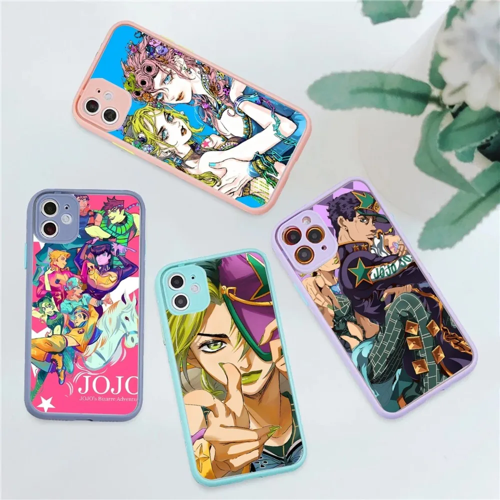 Anime J-JoJo Bizarre Adventure Phone Case for iPhone 14 11 12 13 Mini Pro Max 8 7 Plus X XR XS MAX Translucent Matte Cover