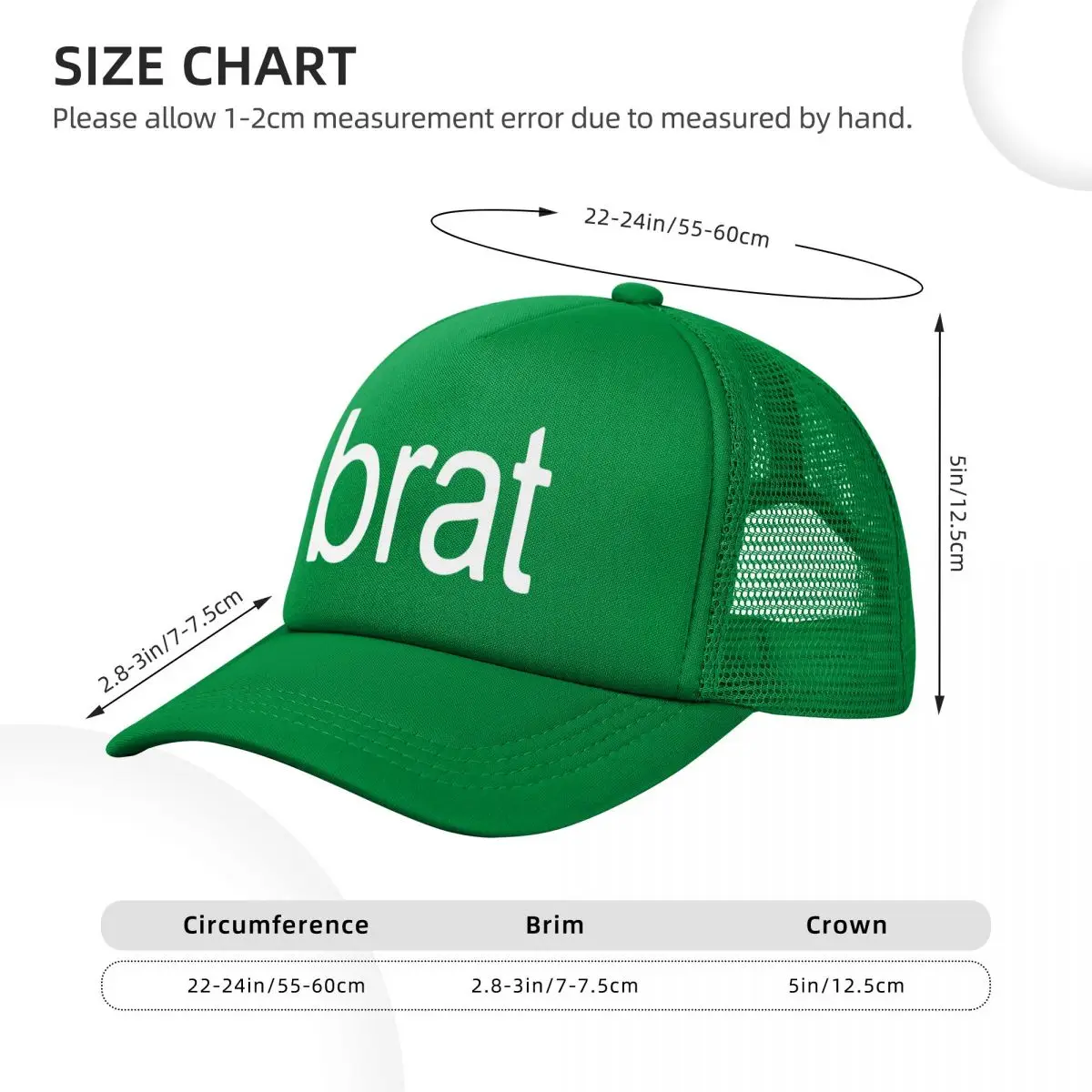 Brat Tour Charli Xcx Mesh Baseball Cap Adult Fashion Sun Hat Dad Hat Breathable Polyester Sun Caps Summer Trucker Hats