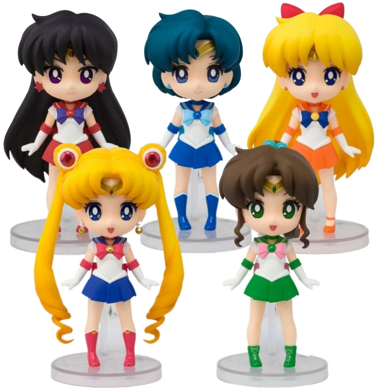 Bandai Original 003 Sailor Mars Sailor Venus Action Figuarts mini Sailor Moon Anime Figure Toys For Kids Gift Collectible Model