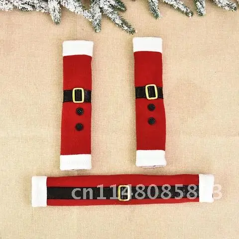 3pcs/set Christmas Fridge Handle Covers Santa Claus Microwave Oven Dishwasher Door Handle Cover Xmas Christmas Party Decor