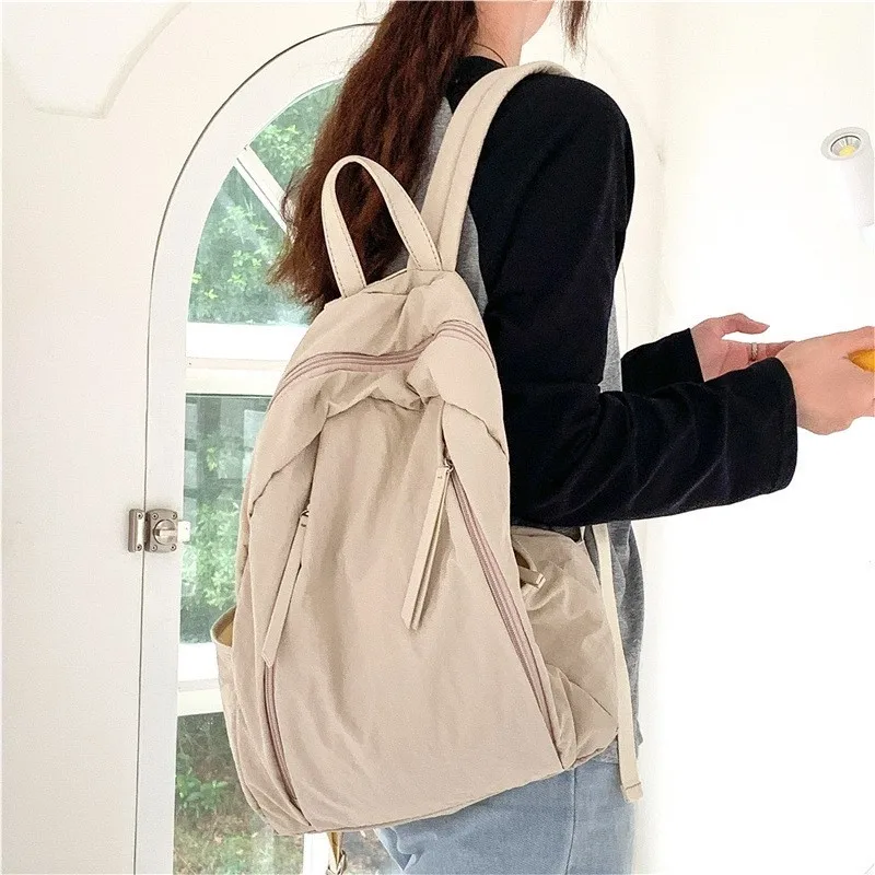 Mochila de nailon para mujer, morral de gran capacidad con cremallera, estilo coreano, informal, sencillo, ideal para viaje, novedad de 2024