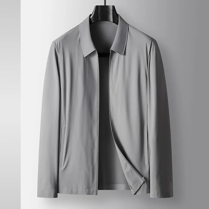 Men's Jacket 2026 Spring/Summer Collar Zipper Single Layer Ice Silk Casual Short Coat