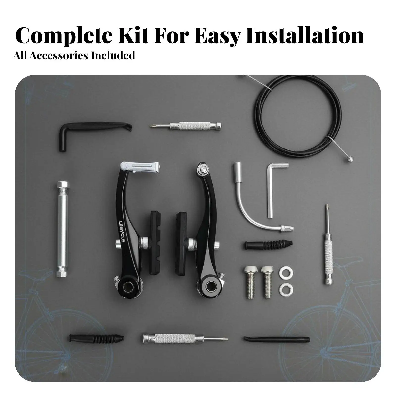 Lightweight Aluminum Alloy Bike Brake Caliper Linear Pull Rim Brake Kit Precise Spring Tune for MTB and City Bicycles