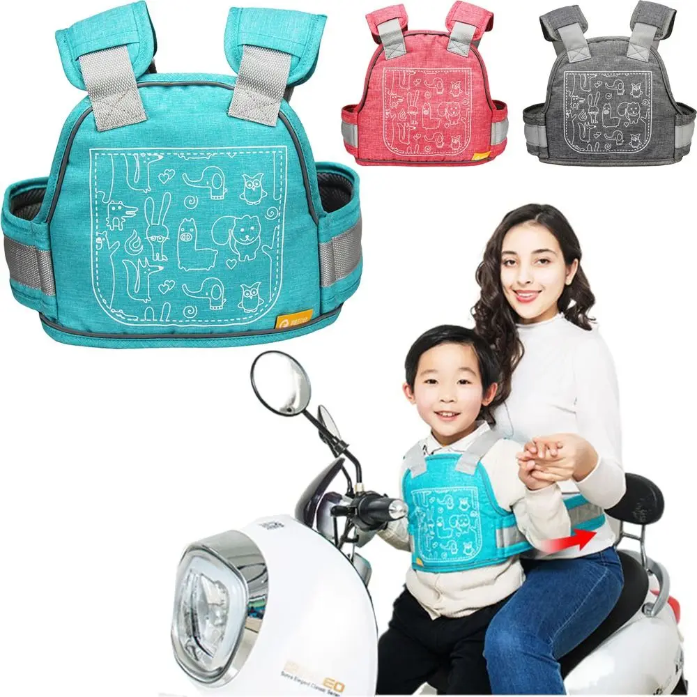 Breathable Motorcycle Kids Safety Belt Adjustable Reflective Strap Rear Seat Harness High Strength 4-in-1 Buckle