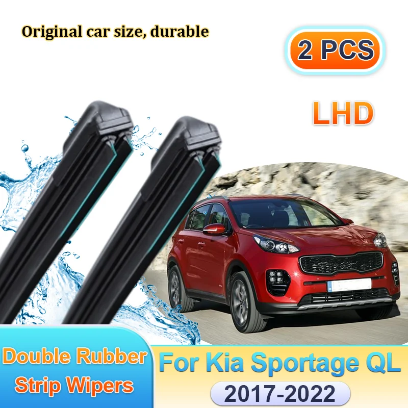 

Car Windscreen Wiper LHD For Kia Sportage QL 2016 2017 2018 2019-2022 Front Double Rubber Strip Wipers Blade Brushes Accessories