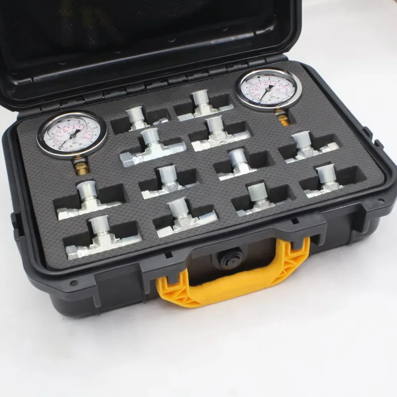 Hydraulic Pressure Test Kit with 5 Gauges 5 Test Hoses 13 Couplings and 14 Tee Connectors Pressure Gauge Kit Test Kit