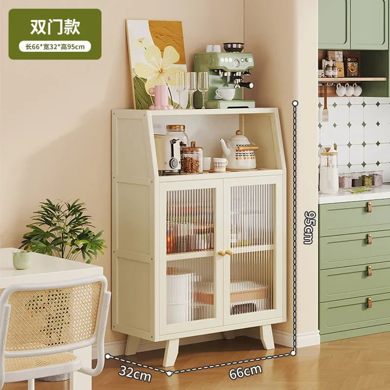 Customizable Bamboo Kitchen Sideboard Storage Cabinet Home Utensils & Dinnerware Rack for Living Room