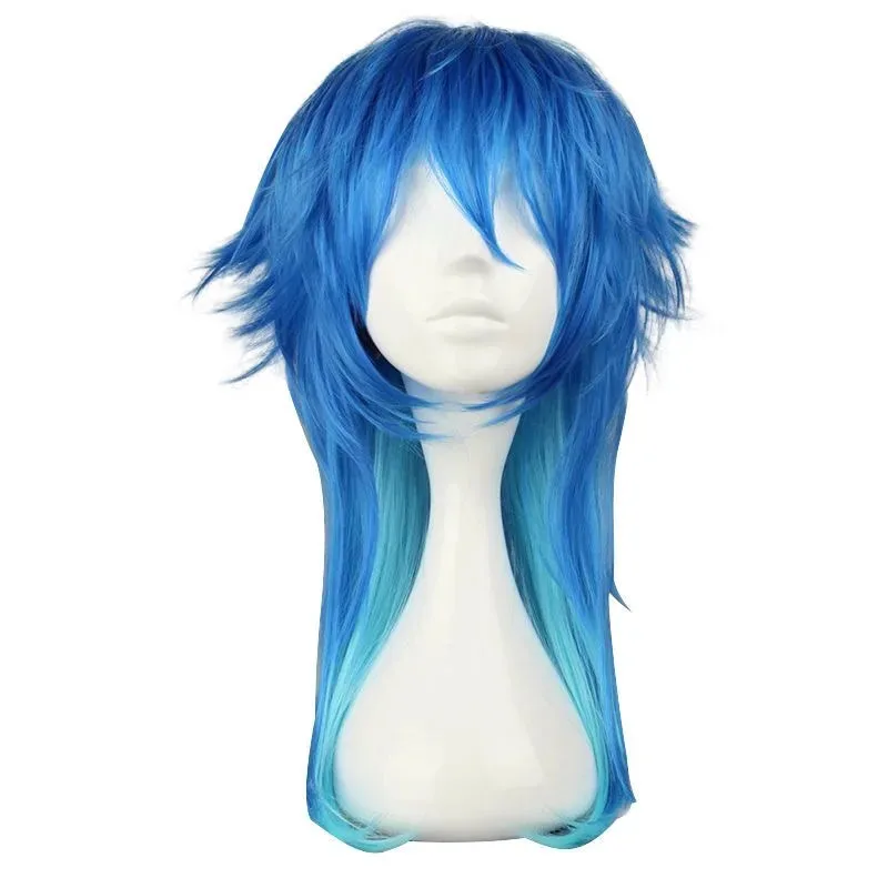 2025 11 DMMD 아오바 코스프레 가발 (앞머리 포함) 드라마틱 머더 클리어 코스튬 롱 블루 그라데이션 합성 애니메이션 블루이 곱슬 가발