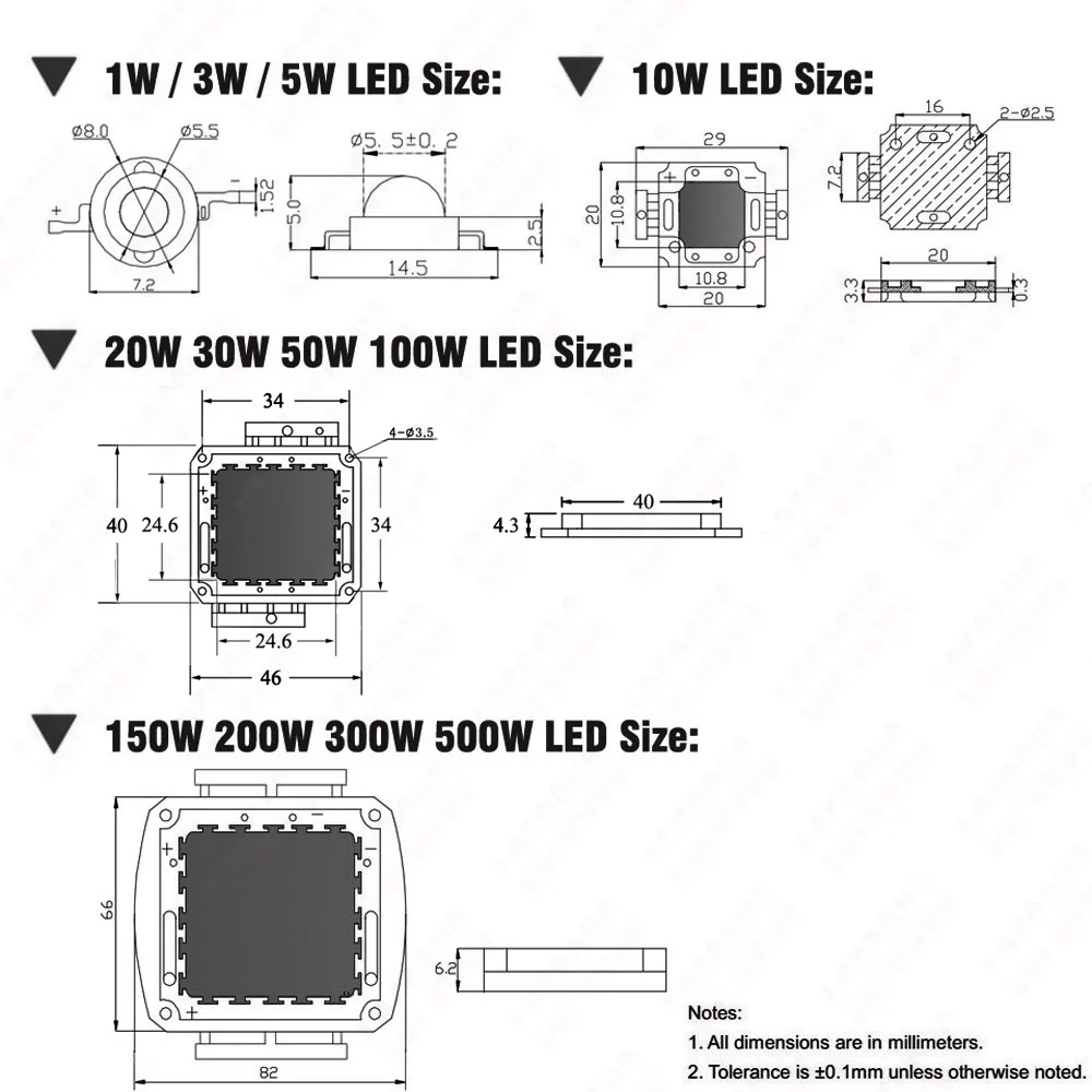 1W 3W 5W 10W 20W 30W 50W 100 W giallo 1 3 5 10 20 30 50 100 W Watt 1600-2000K LED COB Chip SMD fai da te lampada a luce Super luminosa lampadine