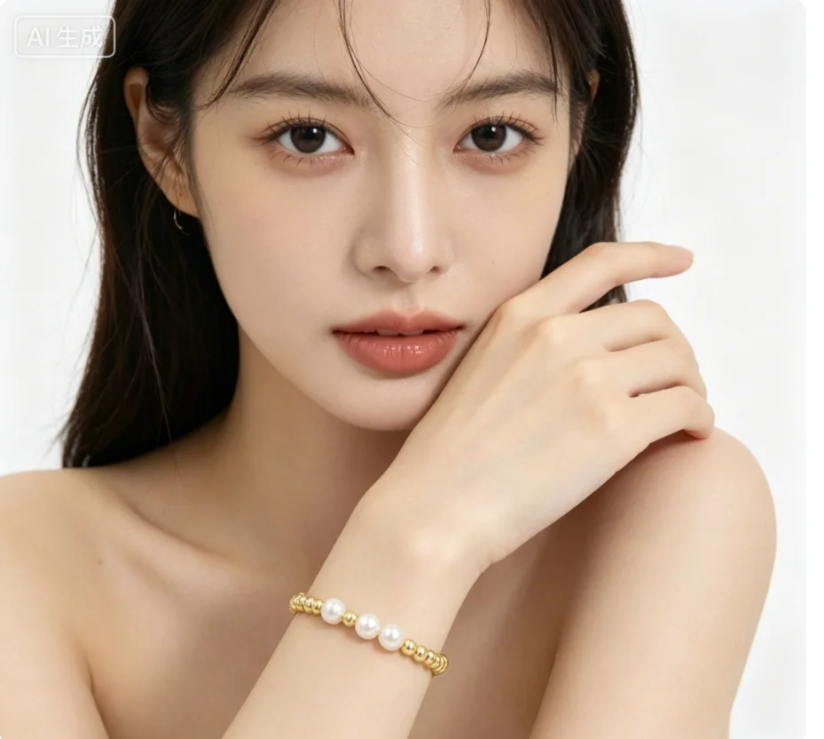 WT-MPB042 WKT 2023 Hot Style Retro Court Natural Freshwater Pearl Bracelet Stitching Gold Small Ball Gift Jewelry