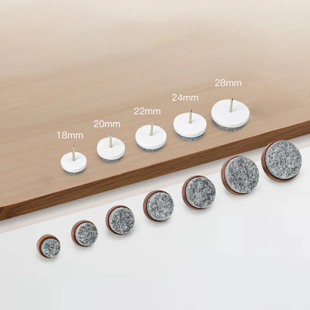 20Pcs Screw-on Furniture Felt Pad Nail on Chair Leg Floor Protectors Glide Round Slider Screw-in for Chair Table Furniture