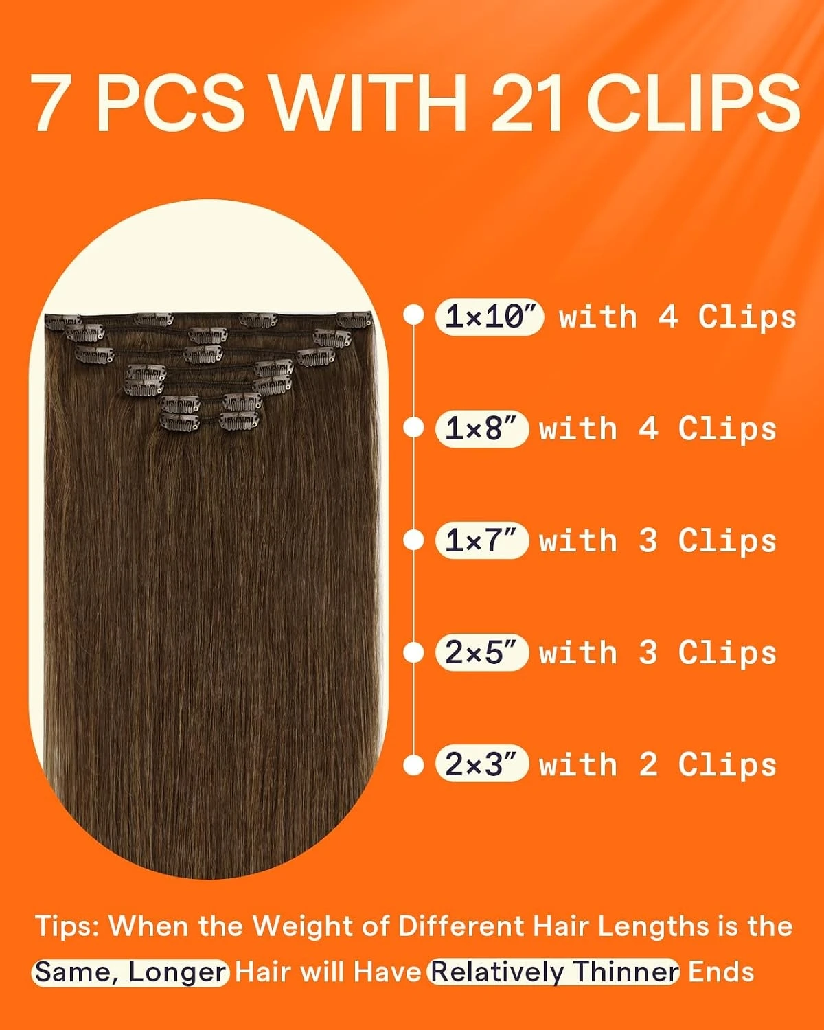 Full Shine Clip in Hair Extensions 7Pcs Real Human Hair Double Weft Straight Hair for Women