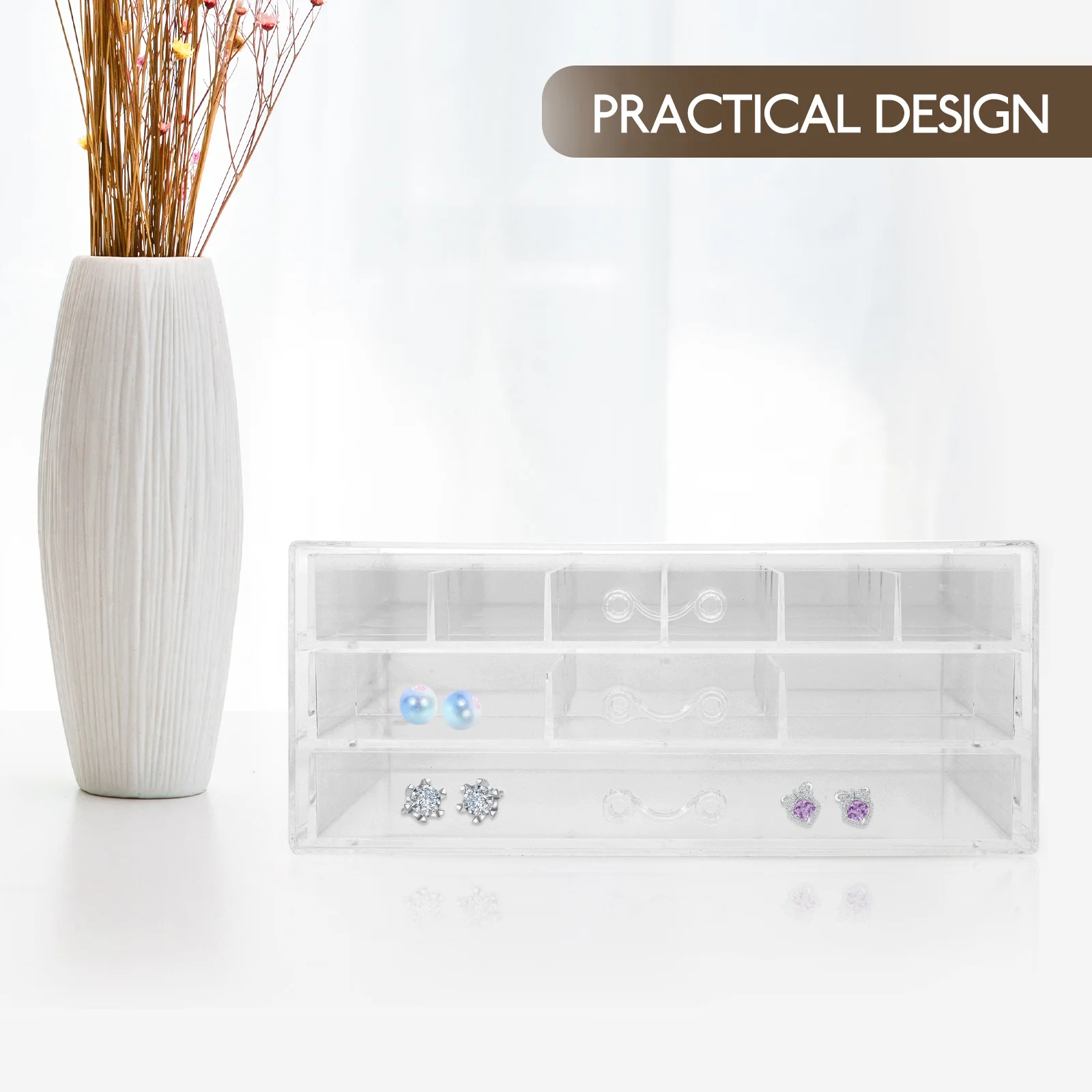 

Multi Compartment Drawer Box Earring ganizer Storage Jewelry Boxes Clear Drawers Bead Holder Nail Charm Display Accessories