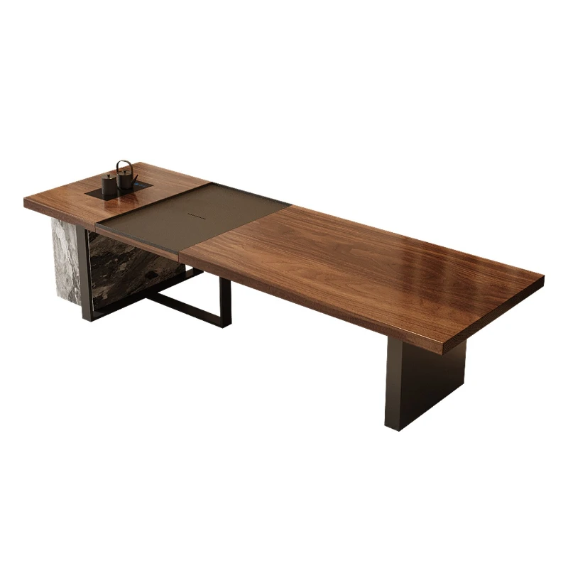 

New Chinese Song Dynasty aesthetics walnut island desk office tea table and chair combination