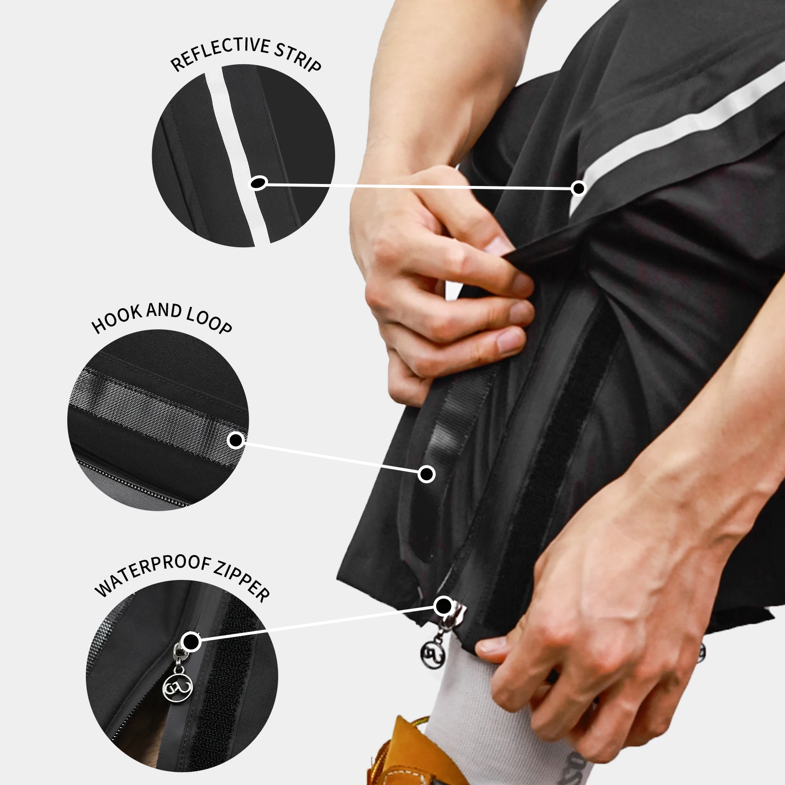 WOSAWE Motorcycle Rain Pants Outdoor Rainproof Pants Waterproof Rain Trousers for Fishing Cycling Hiking Reflective Leg Openings