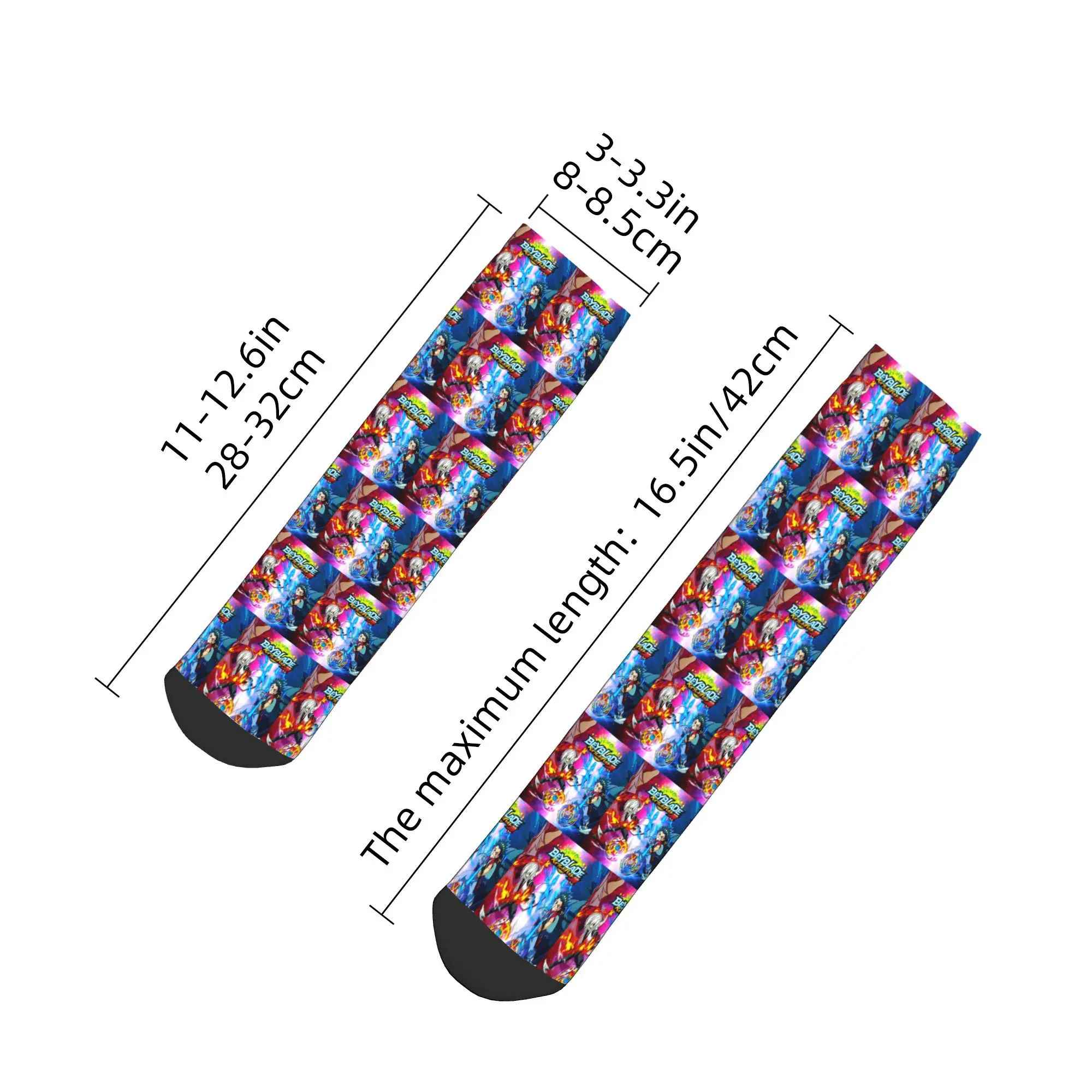 Beyblade Burst Evolution Socks Harajuku Stoking Penyerap Keringat Aksesori Kaus Kaki Sepanjang Musim untuk Hadiah Pria dan Wanita