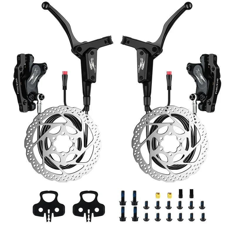 Bolany Ebike Hydraulic Disc Brake Set Four Piston Oil Disc Brake Rotors Compatible 160-220mm For Electric Bicycle