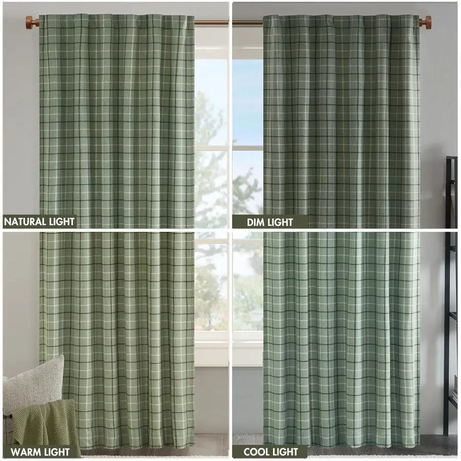 Anaheim Tenda per finestra scozzese da cabina, fodera in pile con isolamento termico, decorazione del soggiorno, tenda oscurante per camera da letto, 1 singolo