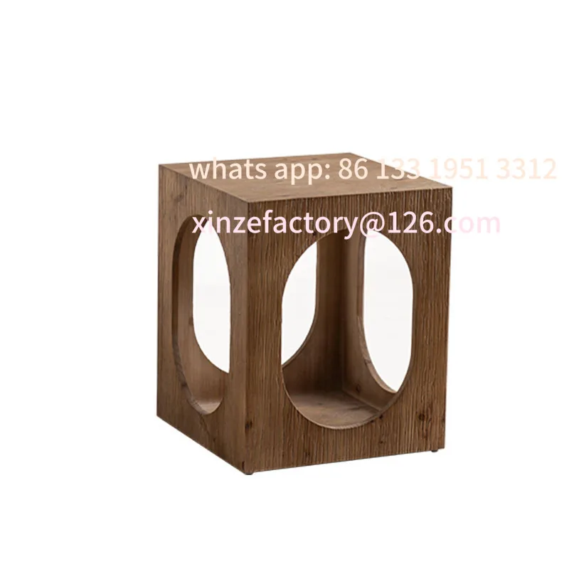 

retro and old solid wood storage corner table, light luxury living room, bedroom, bedside coffee table, wabi sanfeng homestay sm